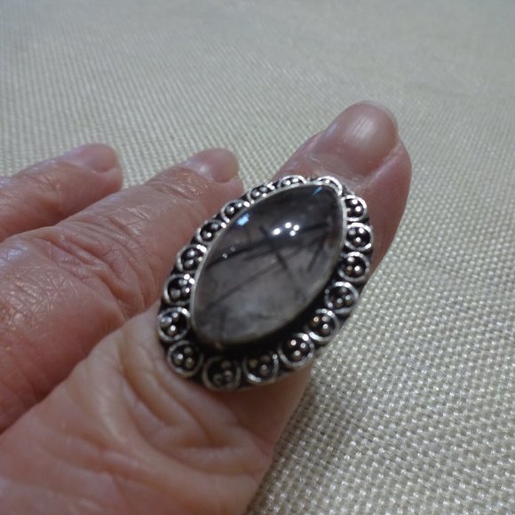 Stunning "TOURMALINE QUARTZ" Handmade Sterling Ring Size 7 #643B - Picture 1 of 3